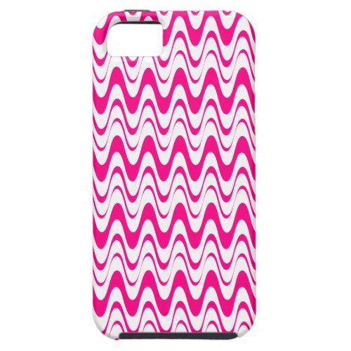 Magenta &amp; White Waves Pattern iPhone 5 Case