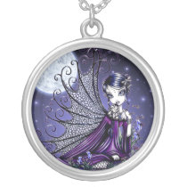 maggy, moon, fairy, gothic, tattoo, fantasy, faery, faerie, fae, big, eyed, myka, jelina, art, mika, faeries, Necklace with custom graphic design