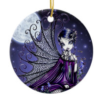 maggy, moon, fairy, gothic, tattoo, fantasy, faery, faerie, fae, big, eyed, myka, jelina, art, mika, faeries, Ornament with custom graphic design