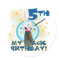 Magic 5th Birthday Tshirts and Gifts Round Stickers
