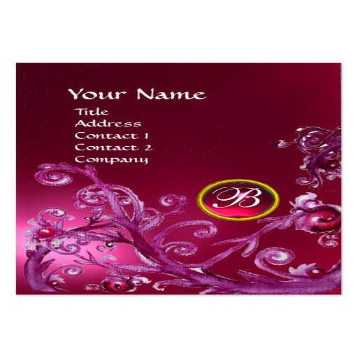 MAGIC BERRIES MONOGRAM GEM ruby pink Business Card Template
