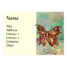 MAGIC BUTTERFLY IN GOLD AND BLUE SPARKLES BUSINESS CARDS