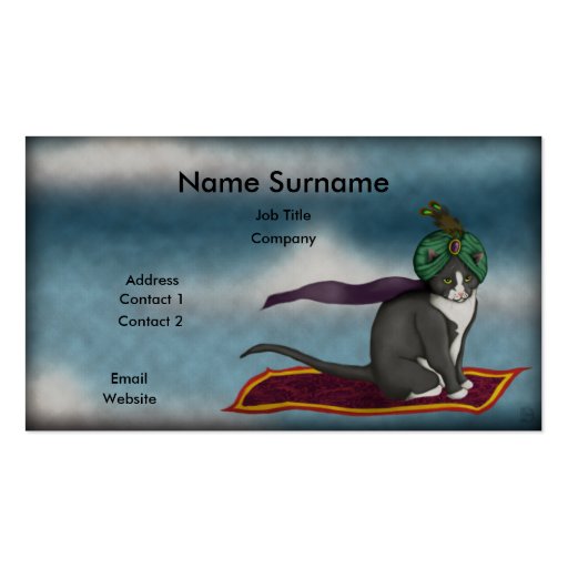 Magic Carpet Cat, business card template (front side)
