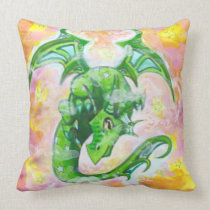 Magic Green Dragon big eye fantasy art Pillow pillows