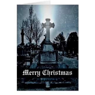 Magic in the cemetery Gothic Merry Christmas Greeting Card