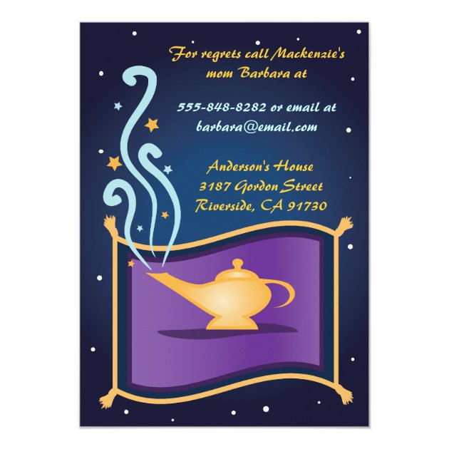 Magic Lamp & Flying Carpet Birthday Invitation