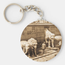 Magic Lantern Slide Ringling Bros Elephant Train Key Chain