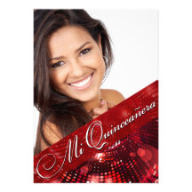 Magic Lights Photo Quinceanera - red Custom Invitations