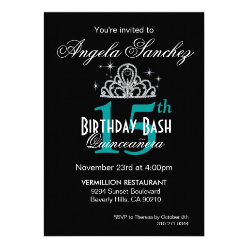 Magic Lights Photo Quinceanera - teal Personalized Invitation