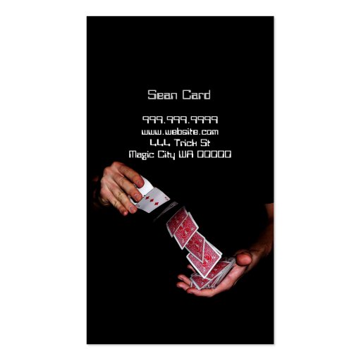Magic Magician Card Poker Trick Entertainment Business Card Templates (back side)