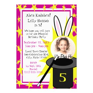 Magic Me Birthday Pink Personalized Invite