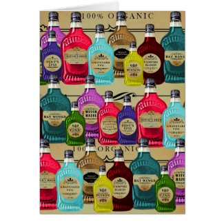 Magic Potion Apothecary Halloween Tonic Bottles Greeting Card