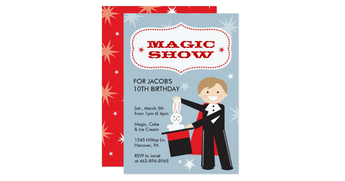 Magic Show Birthday Party Invitations | Zazzle