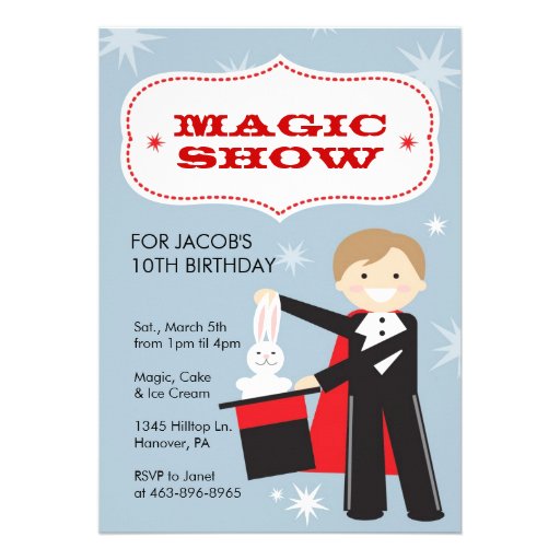 Magic Show Birthday Party Invitations 5" X 7" Invitation Card | Zazzle