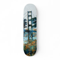 artsprojekt, san, francisco, golden, gate, bridge, 415, colors, abstract, graphics, nature, trees, art, Skateboard with custom graphic design