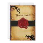 MAGIC SWIRLS PARCHMENT AND RED WAX SEAL MONOGRAM INVITE