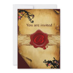 MAGIC SWIRLS PARCHMENT AND RED WAX SEAL MONOGRAM invitations