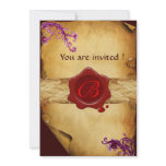 MAGIC SWIRLS PARCHMENT AND RED WAX SEAL MONOGRAM invitations