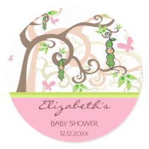 Magic Tree & Baby Girl Baby Shower Favor Label / Stickers