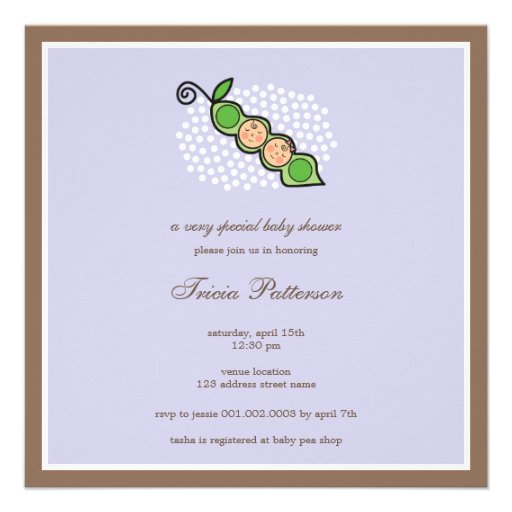 Magic Trees Twins Girl Boy Peas in Pod Baby Shower Personalized Announcements