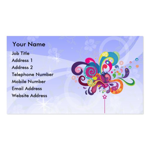 Magic Wand of Color Blue Background Business Card Templates (front side)