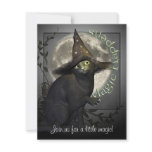 Magical Black Cat Small Halloween Invitation