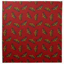 Magical Butterflies on Red Printed Napkin