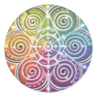 Magical Color Wheel Mandala Round Stickers