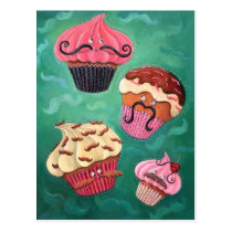 artsprojekt, mustaches, mustache, cupcake, dessert, cherry, i mustache you a question, sweet, cake, cute food, cute, moustaches, moustache, facial hair, mustache question, flying mustaches, sweet mustaches, funny mustaches, Postcard with custom graphic design