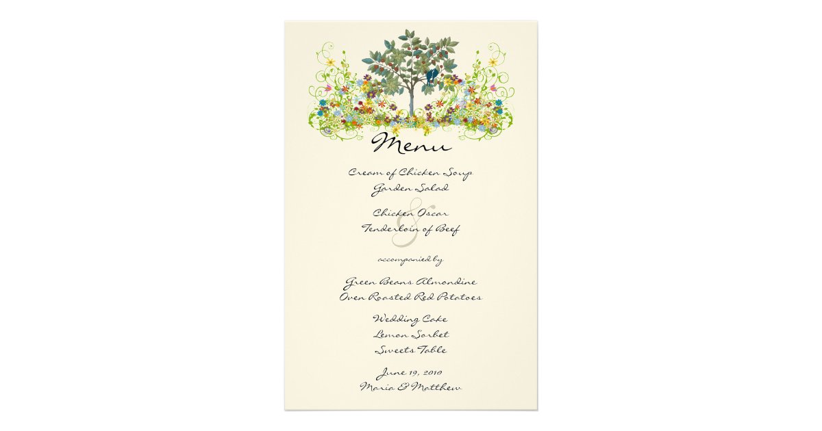 Magical Fairy Tale Forest Wedding Menu Stationery Zazzle