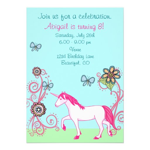 Magical Fantasy Unicorn Girl's Birthday Invitation