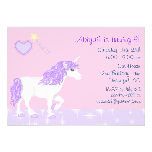 Magical Fantasy Unicorn Girl's Birthday Invitation