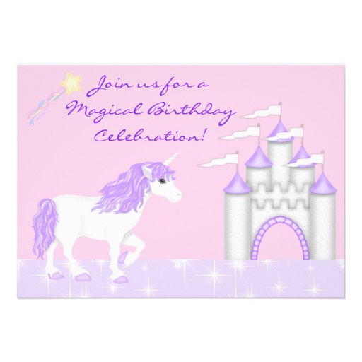 Magical Fantasy Unicorn Girl's Birthday Invitation