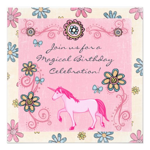 Magical Fantasy Unicorn Girl's Birthday Invitation