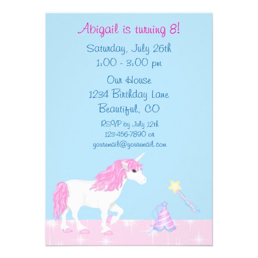 Magical Fantasy Unicorn Girl's Birthday Invitation