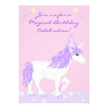 Magical Fantasy Unicorn Girl's Birthday Invitation