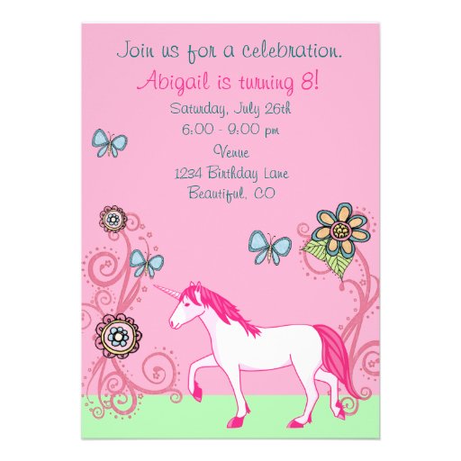 Magical Fantasy Unicorn Girl's Birthday Invitation