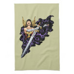 Magical Gothic Queen with Huge Sword by Al Rio Towels
