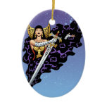 Magical Gothic Queen with Huge Sword by Al Rio Christmas Ornament