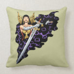 Magical Gothic Queen with Huge Sword by Al Rio Throw Pillows