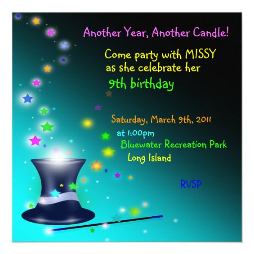 Magical Magicians Hat Birthday Party Invitation