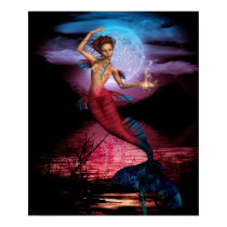 Magical Mermaid Moon Poster Print by emmamarlow Magical Mermaid Moon Poster Print