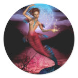 Magical Mermaid Moon Round Stickers