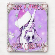 Magical Merry Christmas Unicorn mousepads
