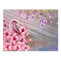 Magical Pink Bird Postcard postcards
