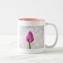 Magical Pink Rose bud on White Bokeh Coffee Mugs
