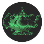 Magical Retro Green Altered Light Victorian Teapot Round Sticker