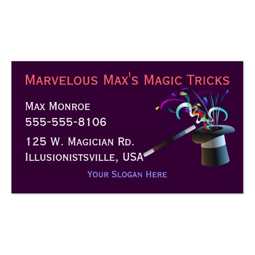 Magical Top Hat Business Cards (front side)