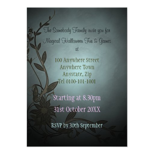 Magical White Cat Medium Halloween Invitation