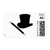 magician top hat and magic wand postage